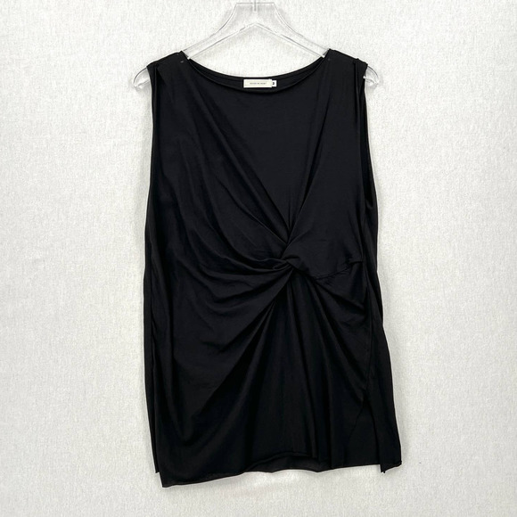 WHICH WE WANT Shirt Womens Medium Black Sleeveless Twist Front Asymmetrical Top - Picture 1 of 12